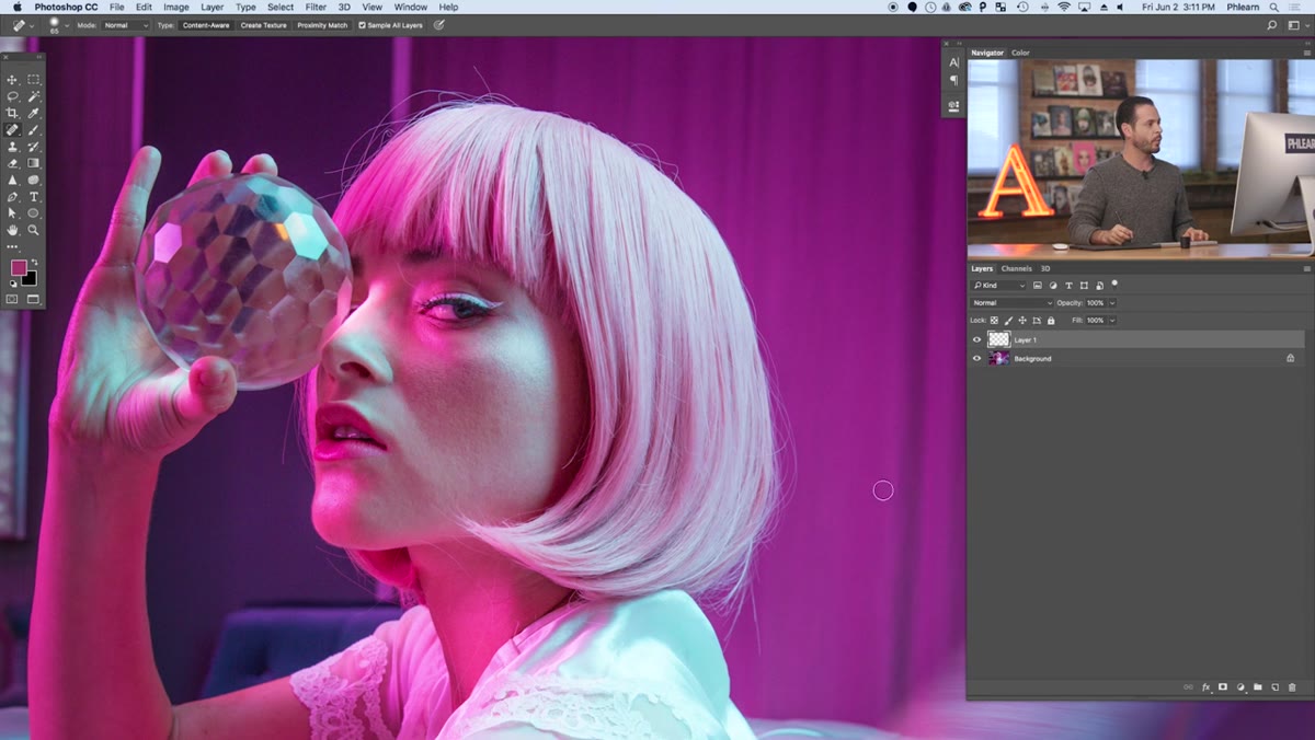 New layer created above background in Layers panel