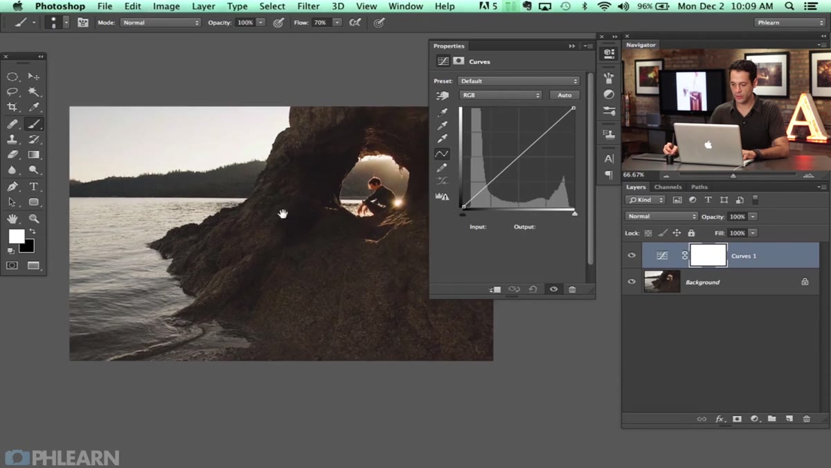 Curves adjustment layer panel open in Photoshop