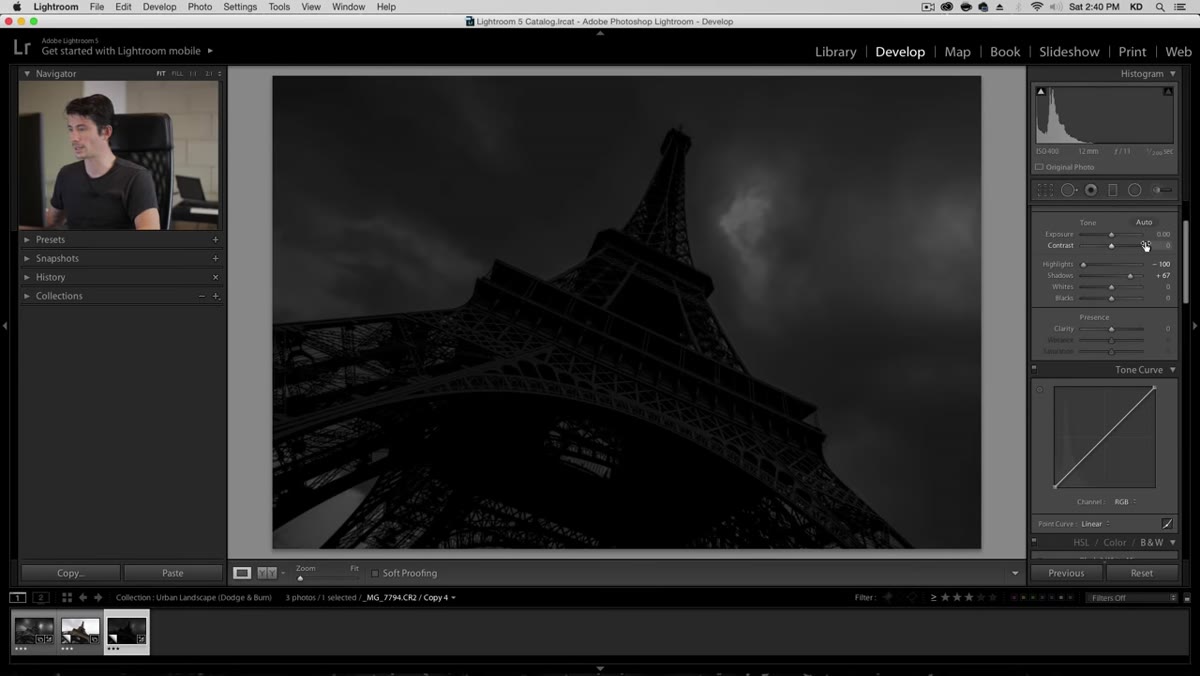 Black and white conversion applied in Lightroom HSL panel