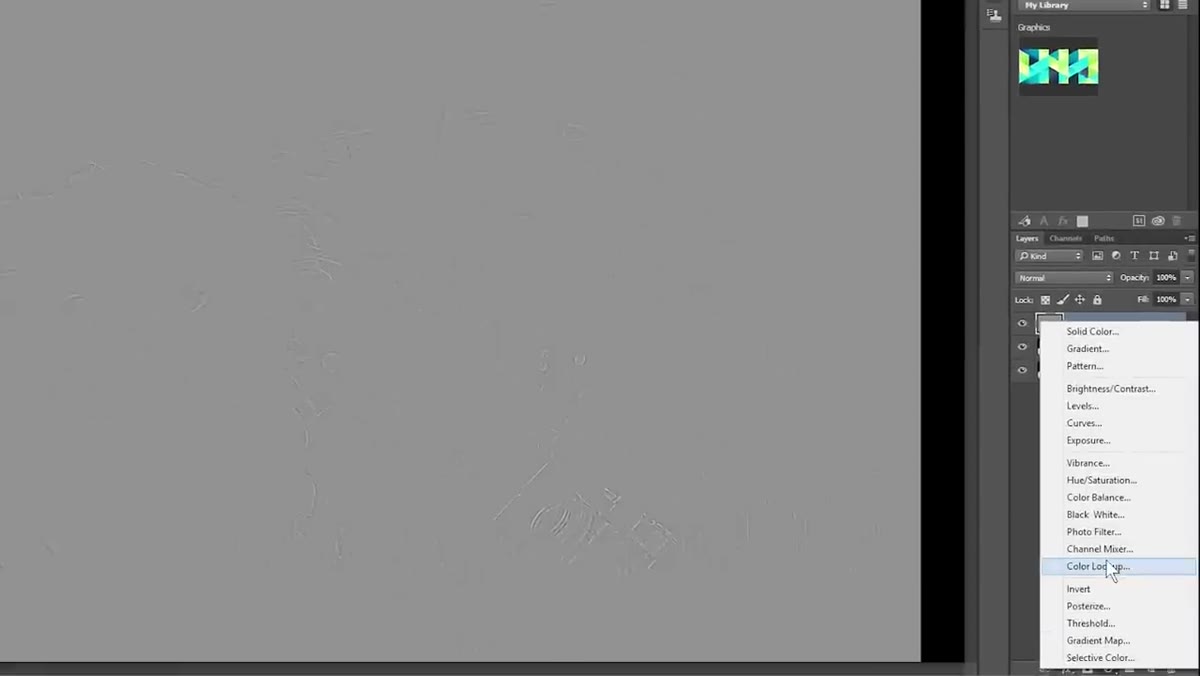 Curves adjustment layer with extreme S-curve applied for inspection