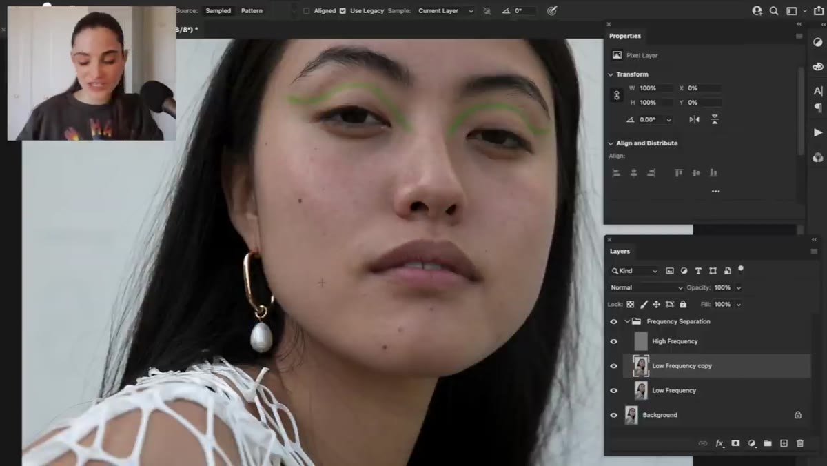 Dodge and Burn layer added above frequency separation layers