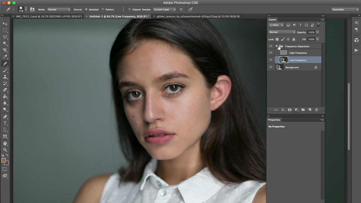 Frequency separation action being applied to portrait layer