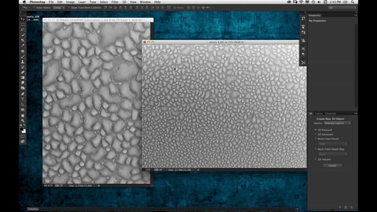 Texture layer dragged onto portrait, covering the face