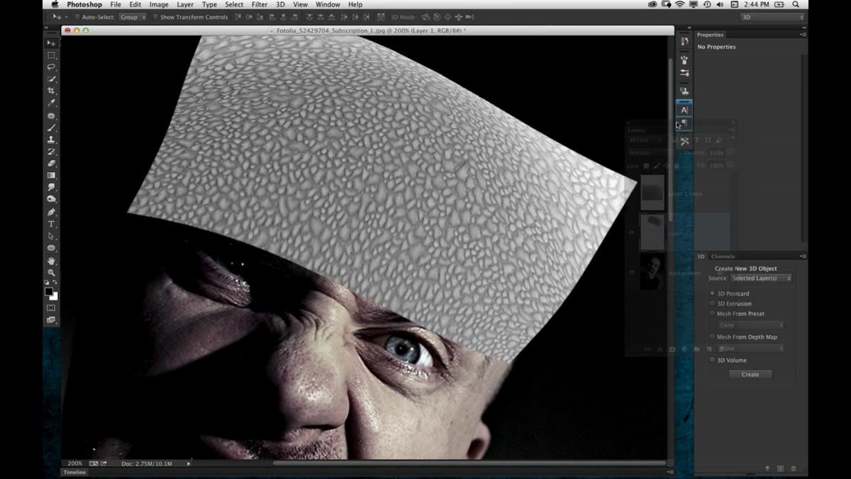 Layer blend mode dropdown and mask applied to texture layer