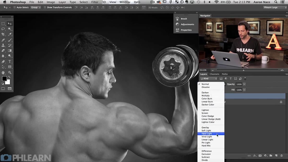 Blend mode dropdown showing Vivid Light selected in layers panel