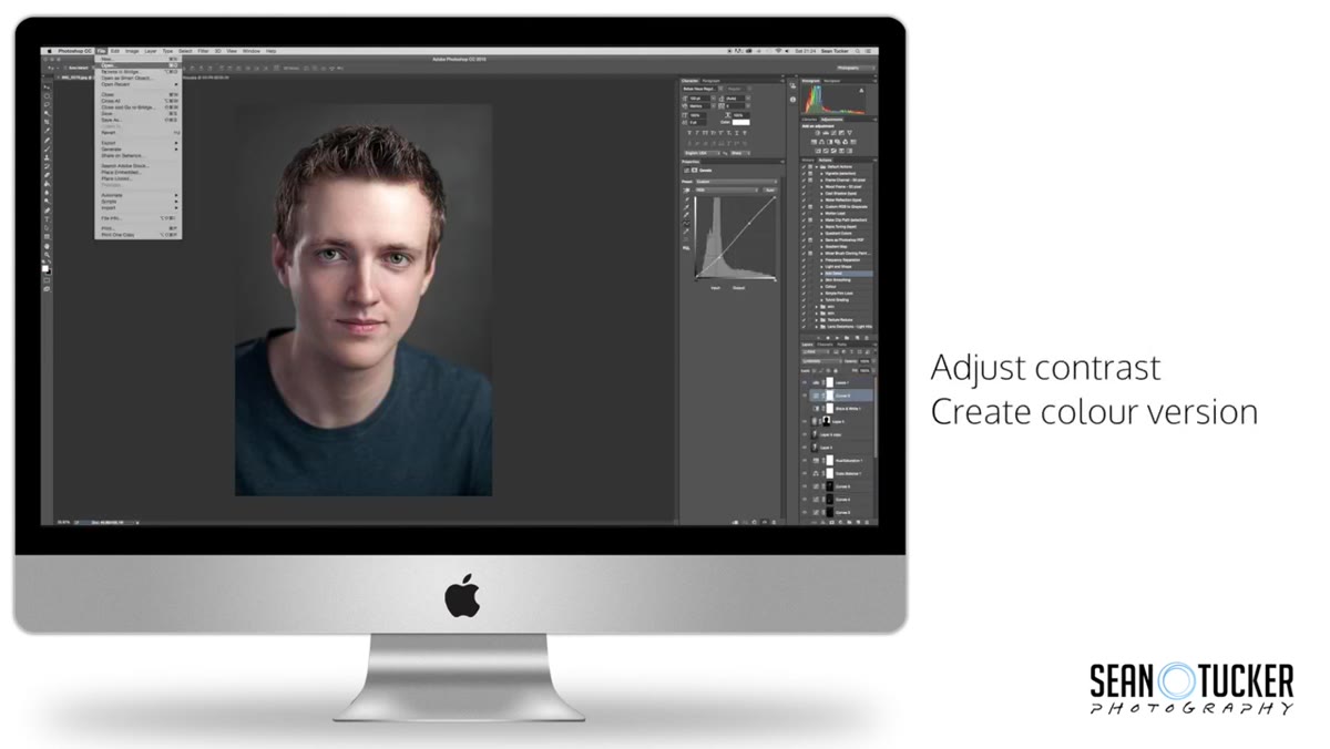 Dodge and Burn on a gray overlay layer, refining facial structure