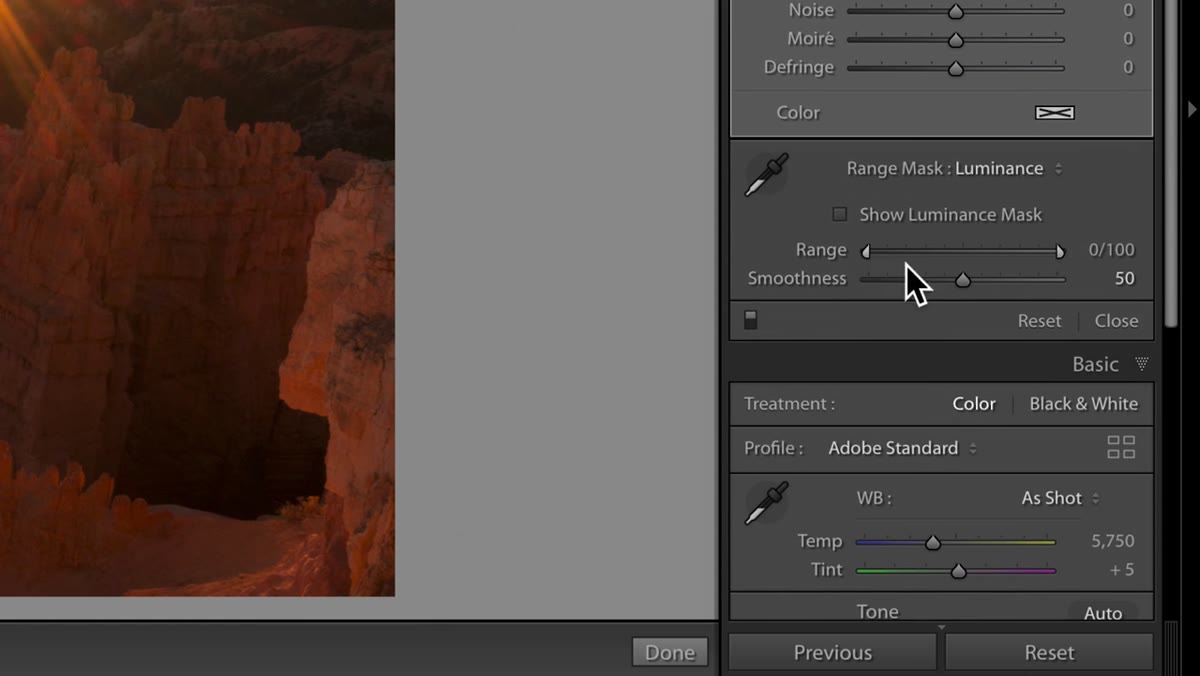 Range slider spanning full width, gradient covering entire image