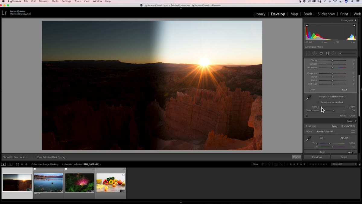 Smoothness slider adjusted, blend between masked and unmasked areas softening