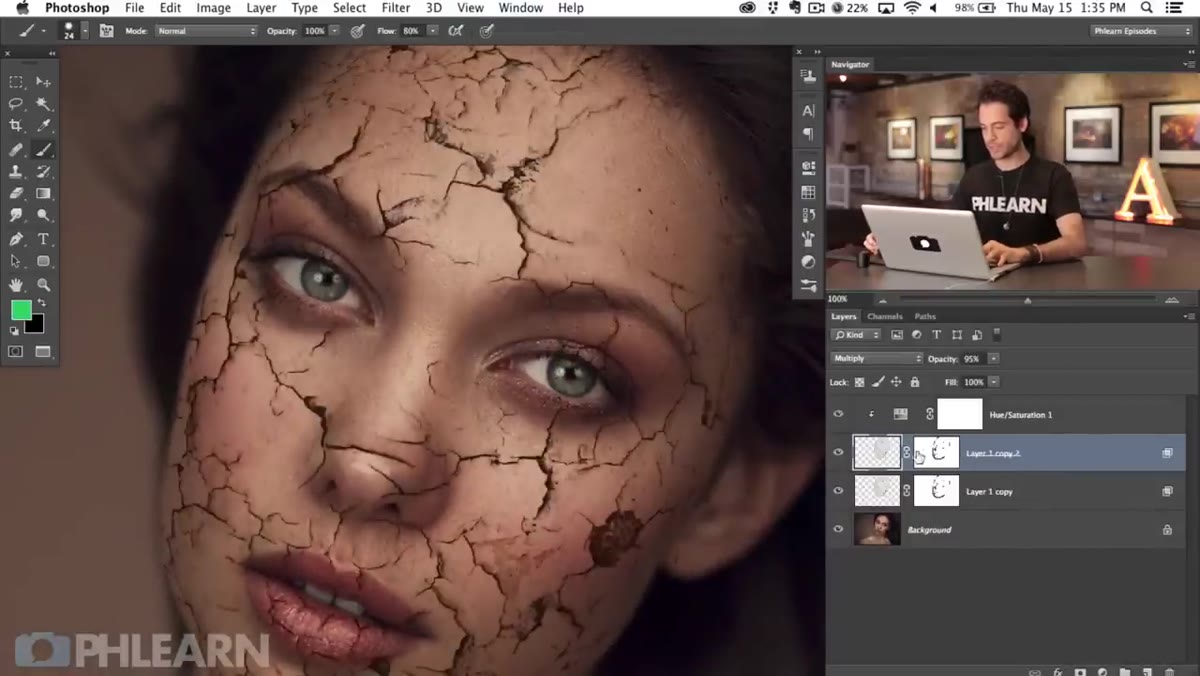 Duplicating the texture layer and moving it to the top of the stack
