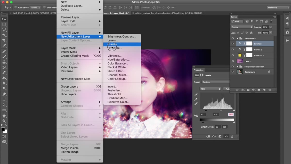 Vibrance adjustment layer with Vibrance raised and Saturation lowered
