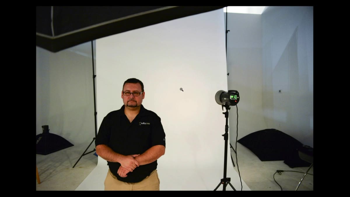 Second strobe positioned to camera right, aimed at background