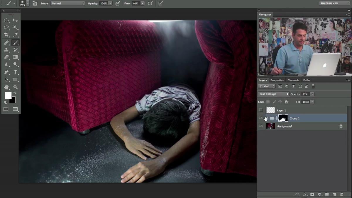 New Curves layer being added for shadow and texture work on chairs