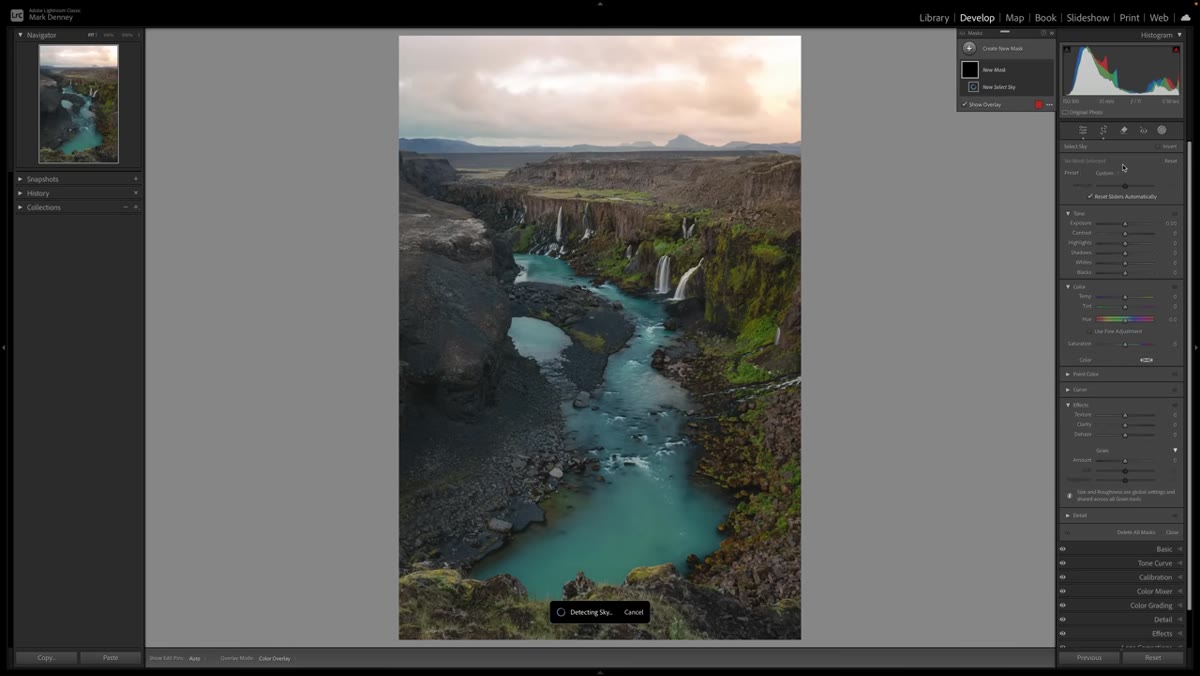Lightroom masking panel with Sky option highlighted