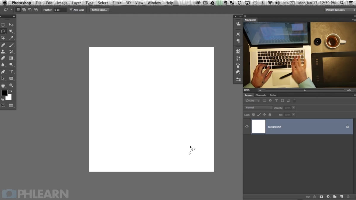Lasso tool selections filled with black on white canvas