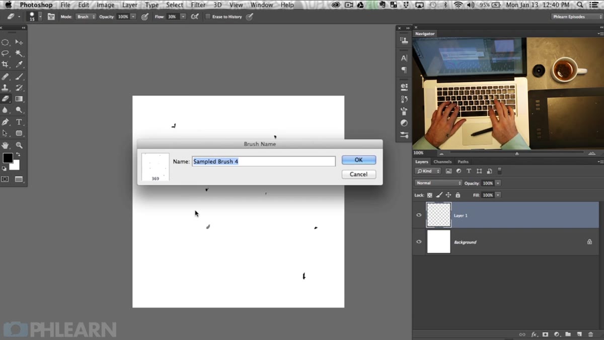 Edit menu open with Define Brush Preset selected