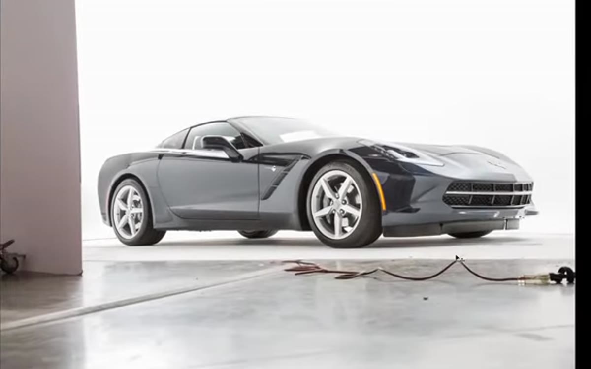 Original unretouched Corvette with bounce card and reflections visible