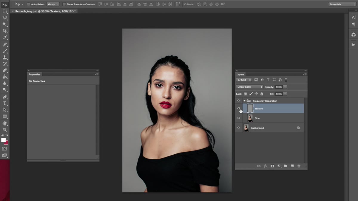 Layers panel showing texture layer toggled off, skin layer selected