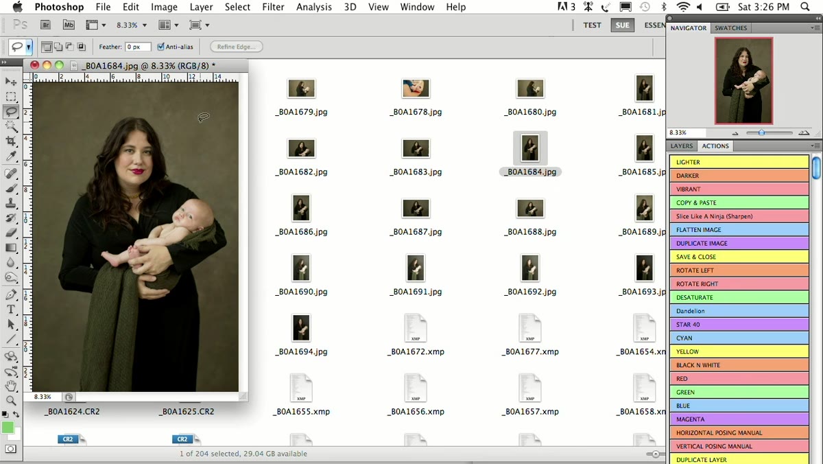 Demonstrating the copy-paste layer trick around the baby&rsquo;s head