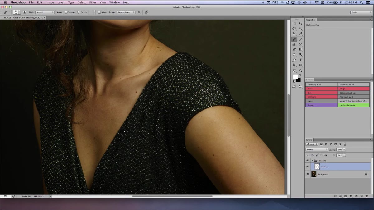 Cursor showing alt-click resample point on clean skin area