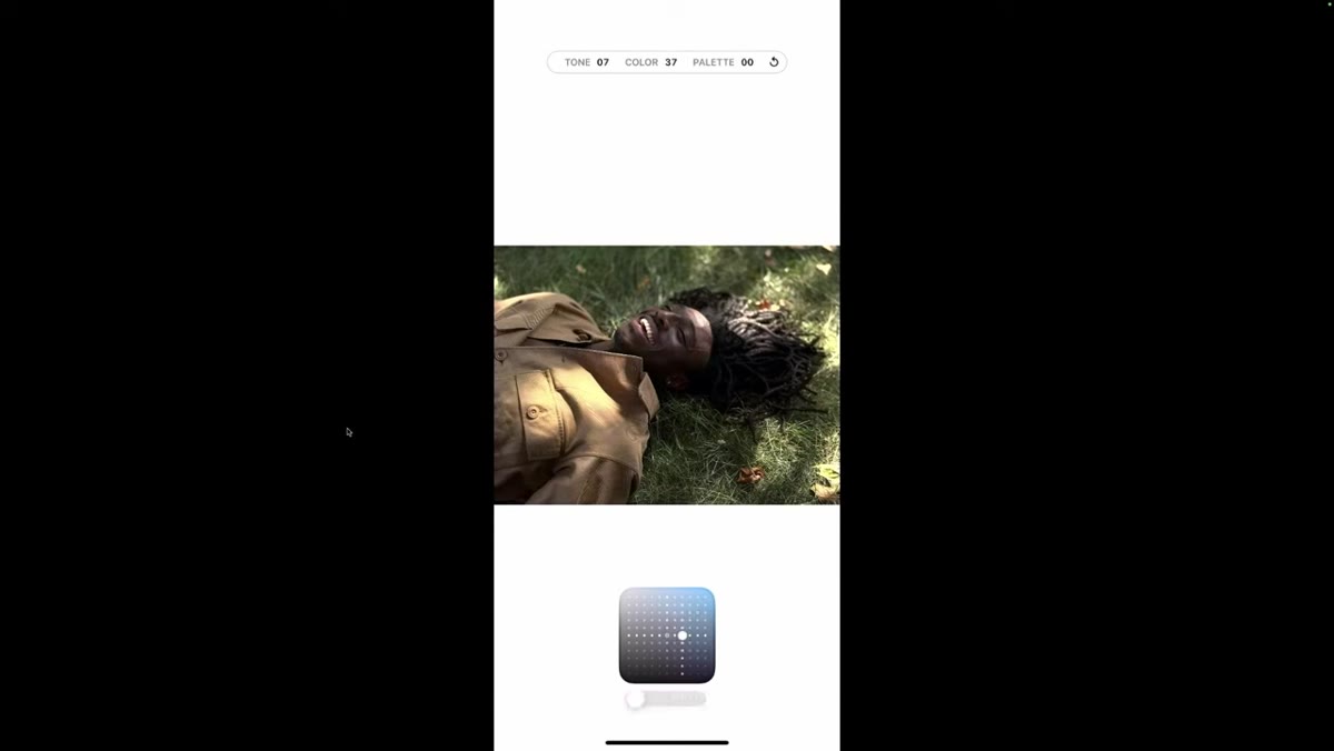 Intensity slider at bottom of screen being dragged