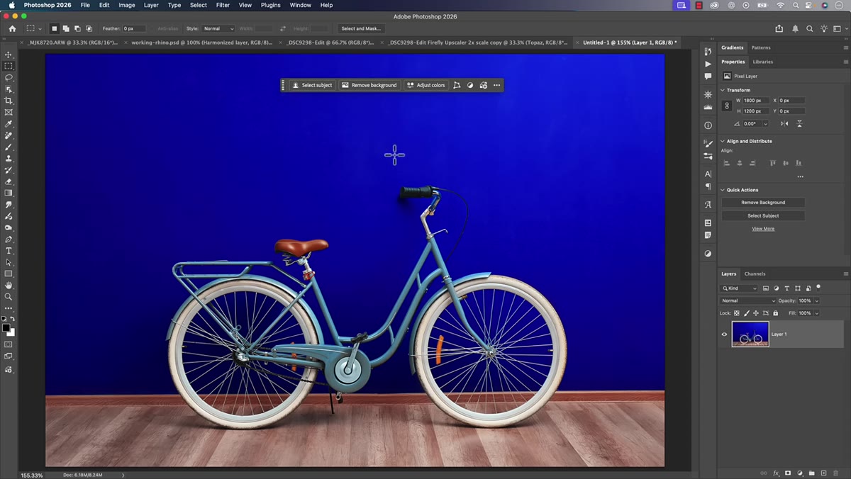 Select Subject running on a detailed portrait or complex background