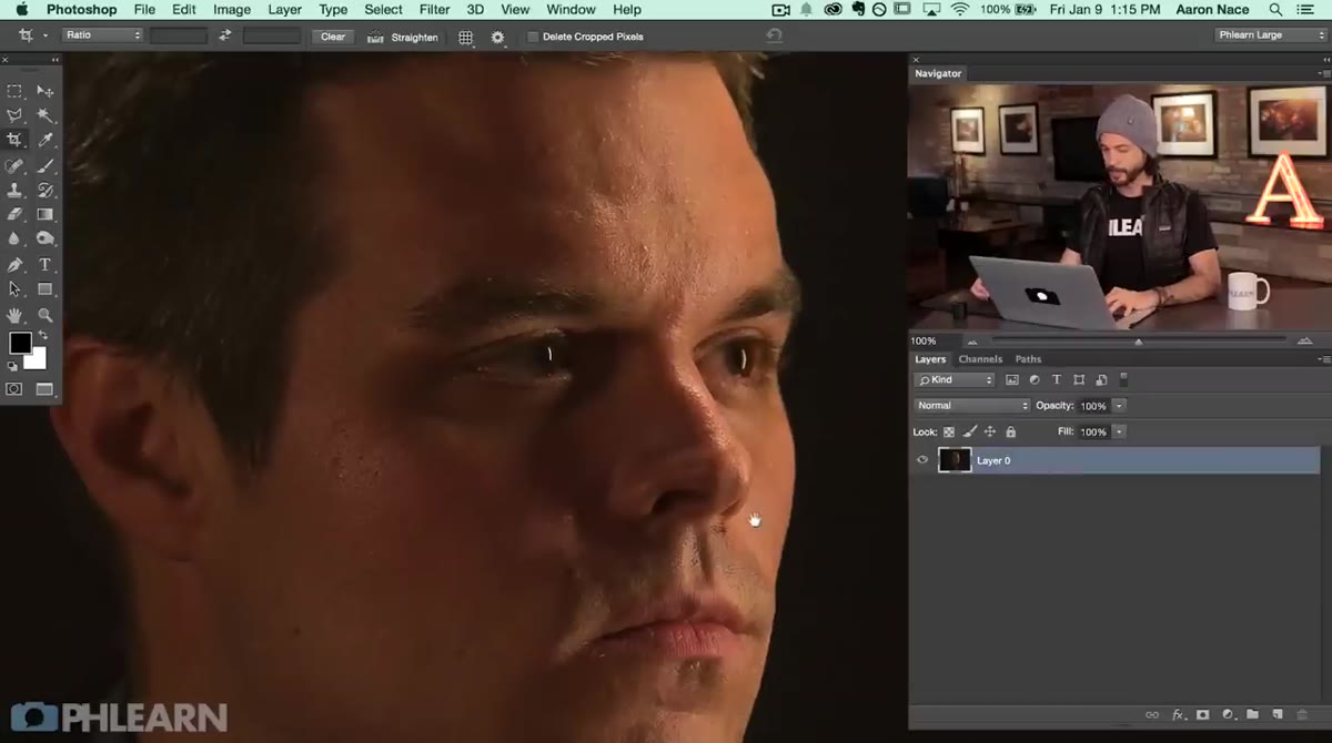New blank layer created above background in Layers panel