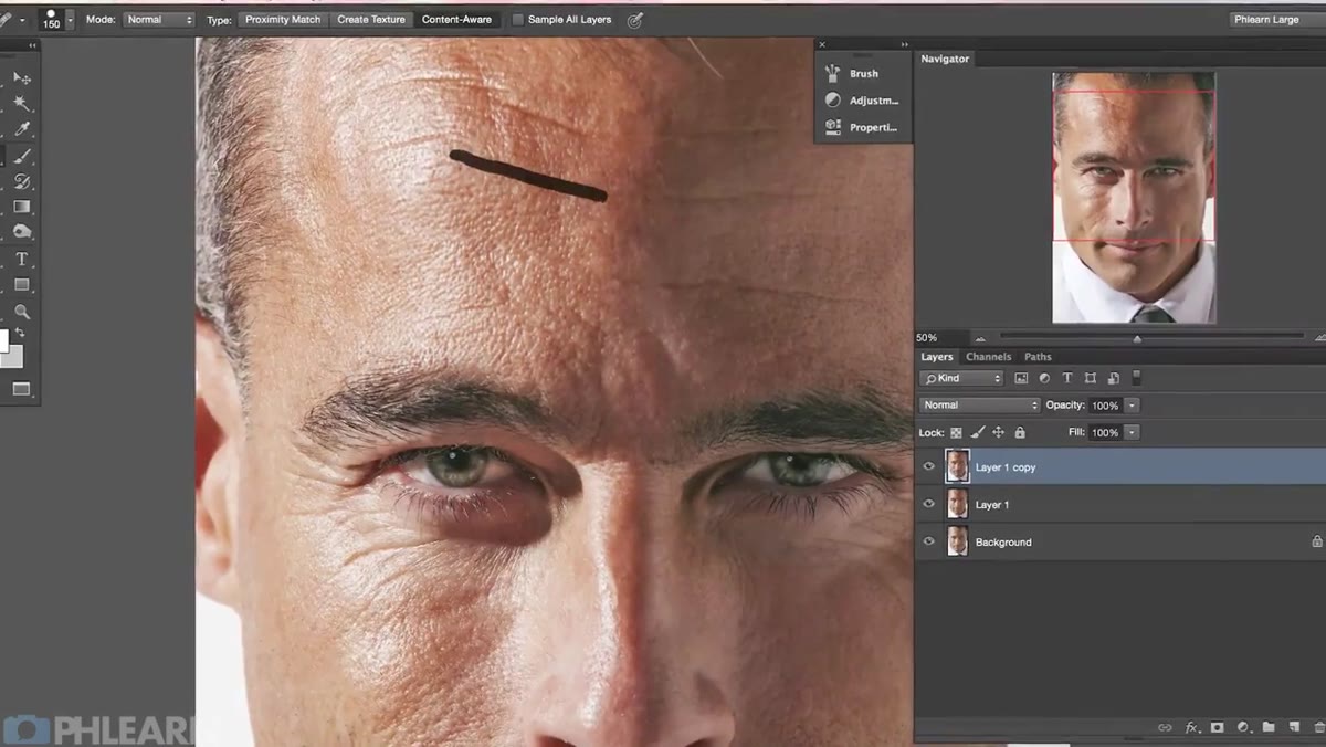 Spot Healing Brush tool selected in toolbar