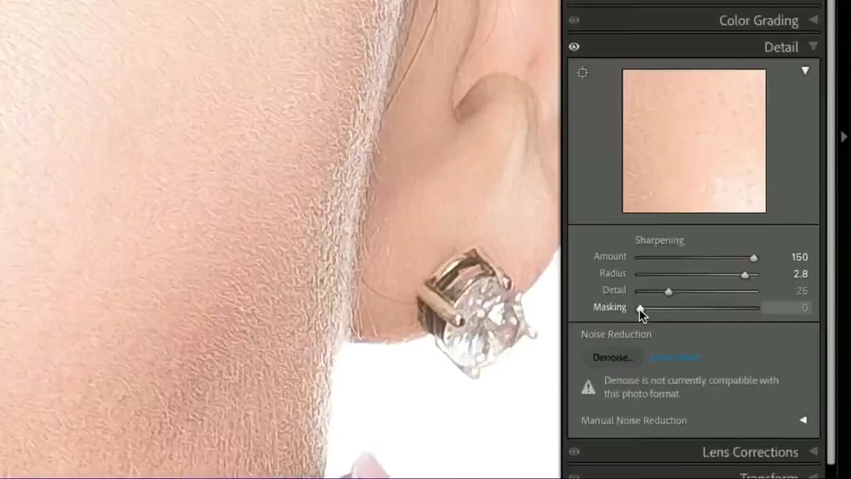 Masking slider highlighted in the Detail panel