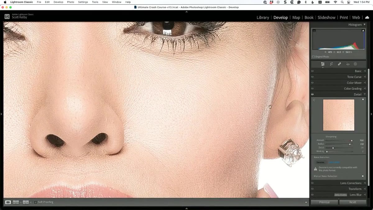 Screen turned white showing full sharpening mask at zero