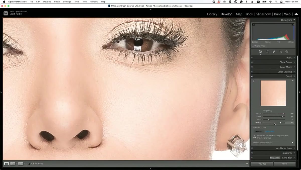 Close-up of eye, sharp lashes and soft skin side by side