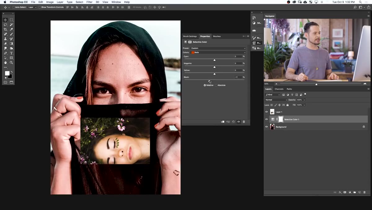 Black slider being pulled left to lighten skin tone