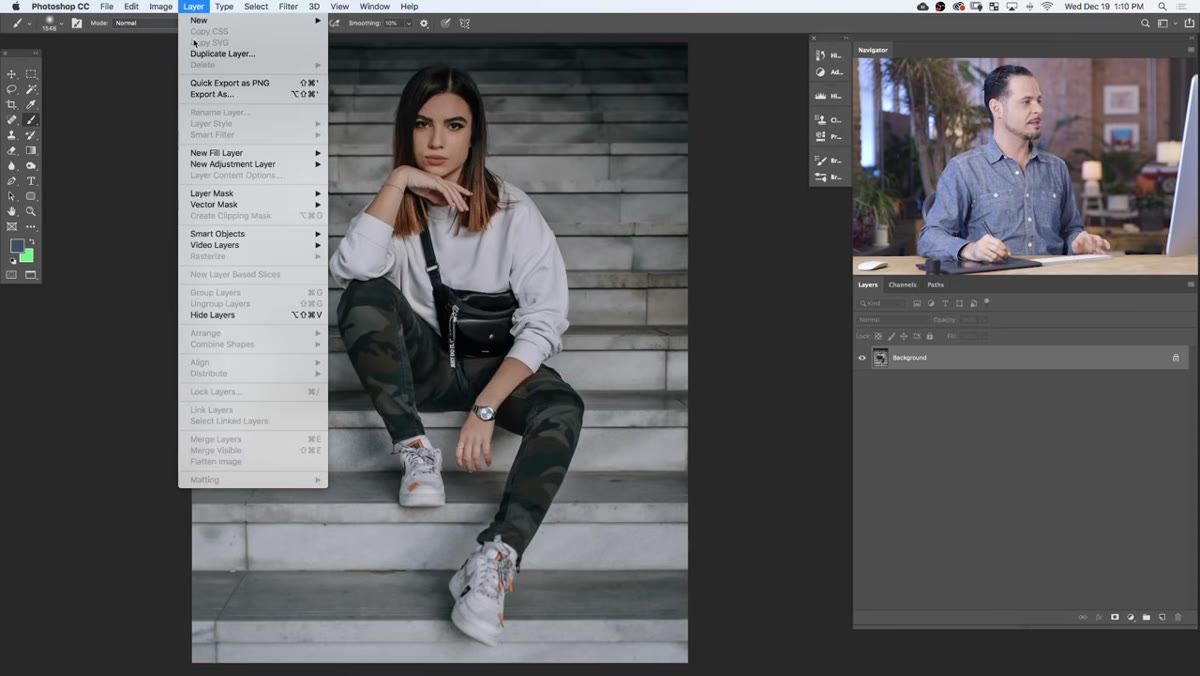 New Curves adjustment layer being added via Layer menu