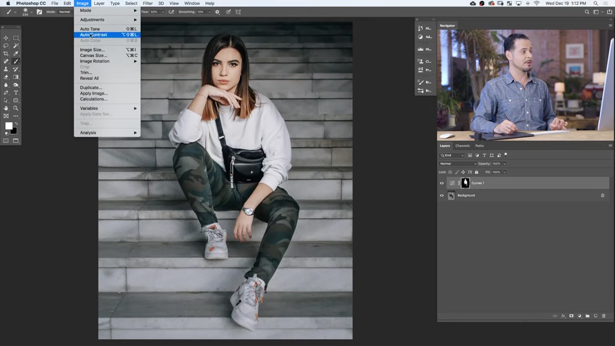 Apply Image dialog box open with Multiply blending mode selected