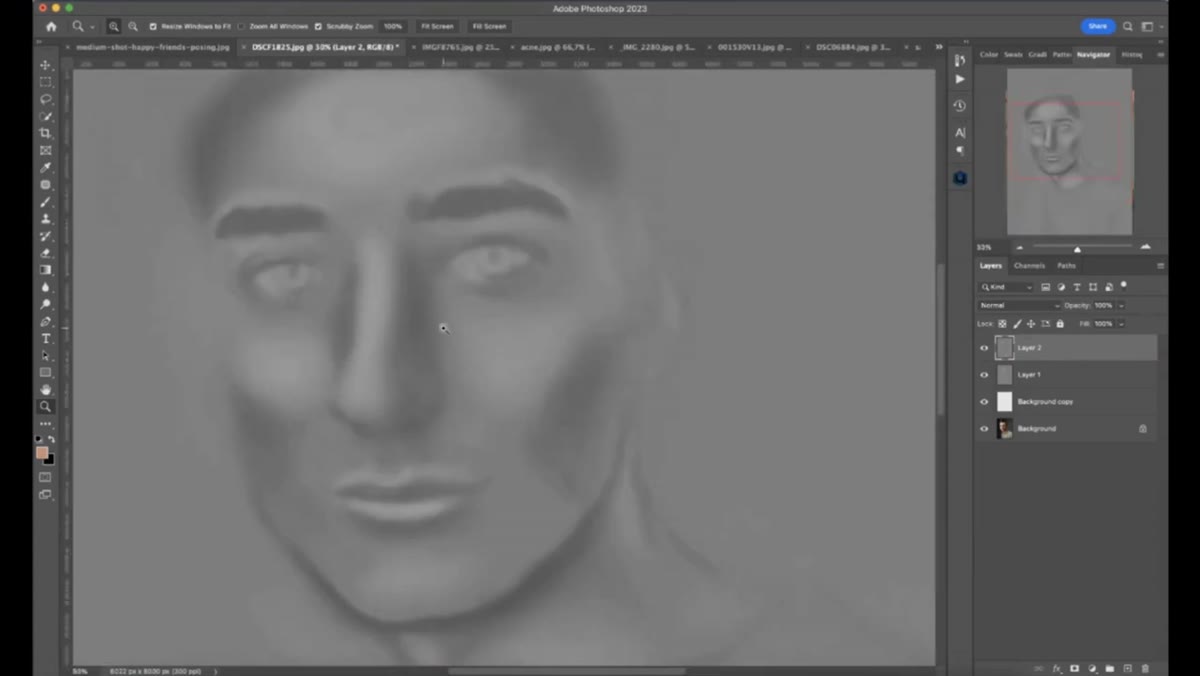 Detailed auto-generated mask showing precise tonal mapping across face