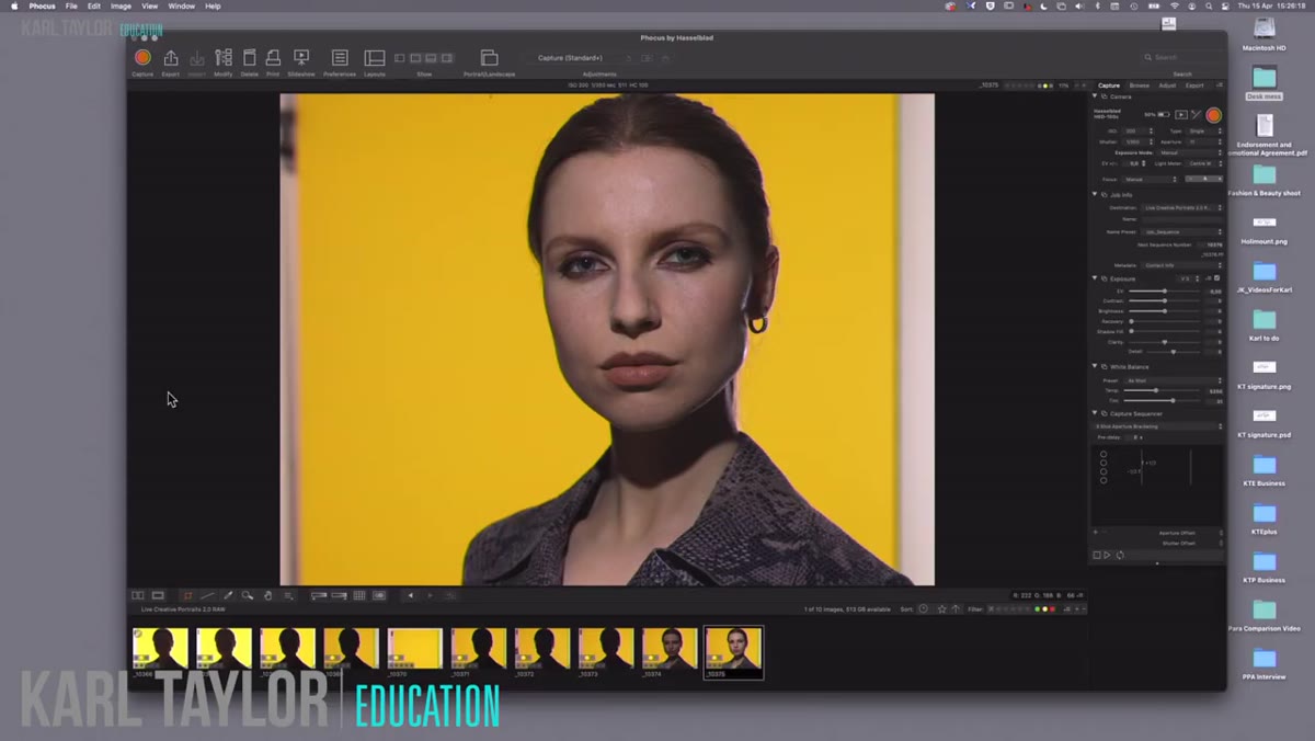Hard light source illuminating model&rsquo;s face, crisp shadows visible