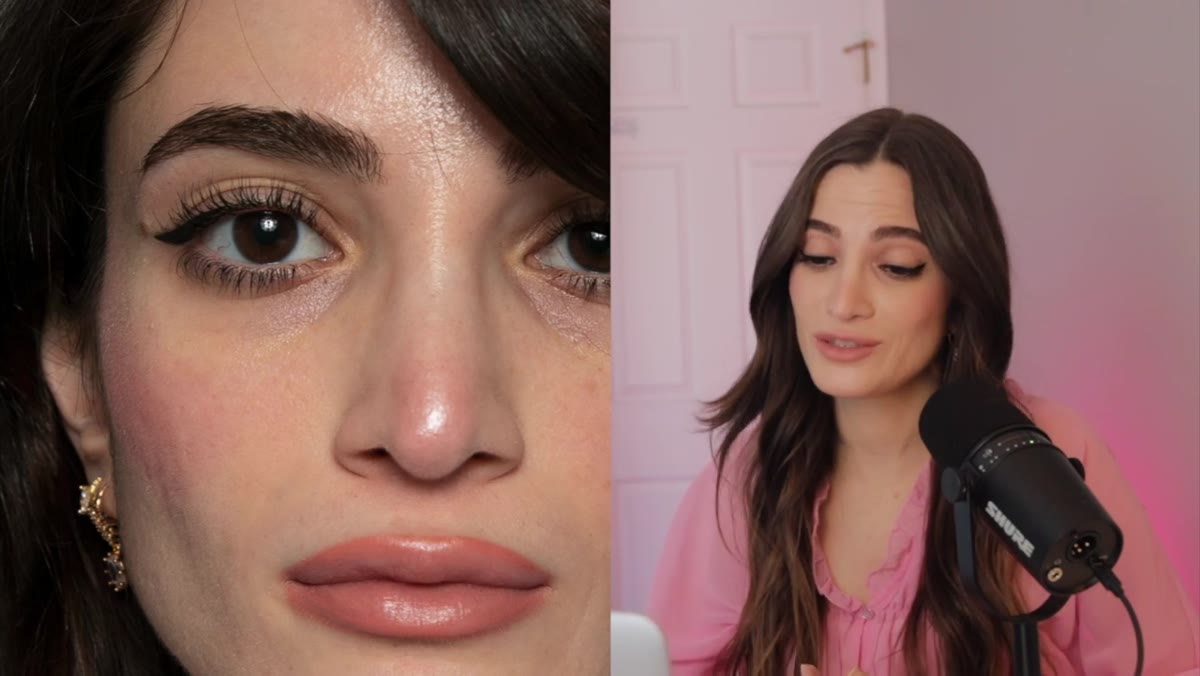 Skin before and after showing natural texture preserved post-retouch