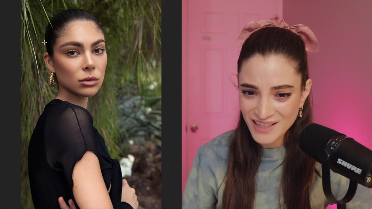Before and after comparison showing natural skin retouch