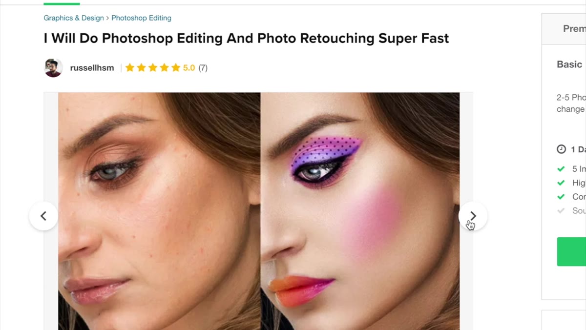 Portfolio example showing added makeup and dramatic color work