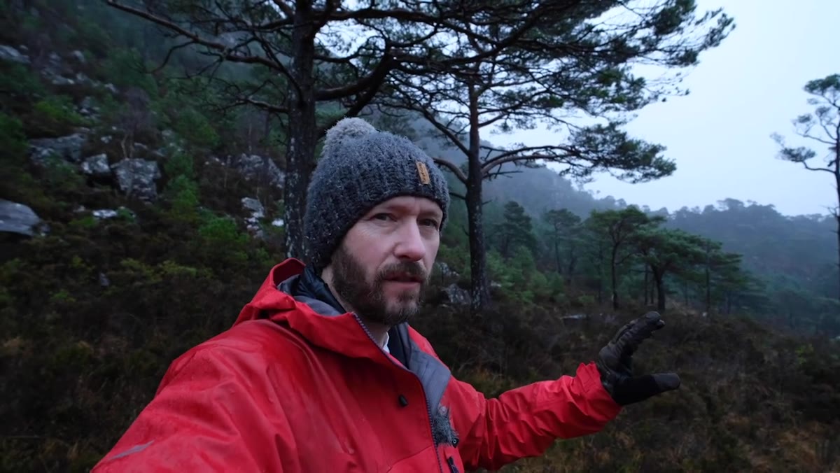 Nigel mentioning waterproof gloves and wet camera in woodland conditions