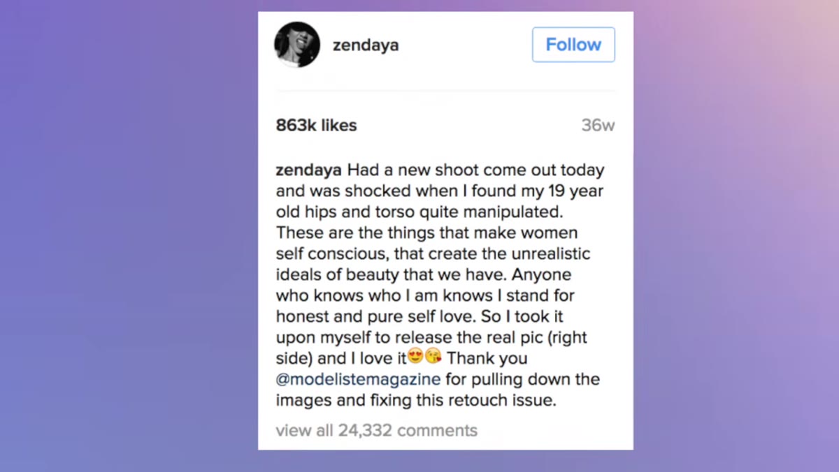 Discussion of Zendaya&rsquo;s Instagram post calling out the magazine